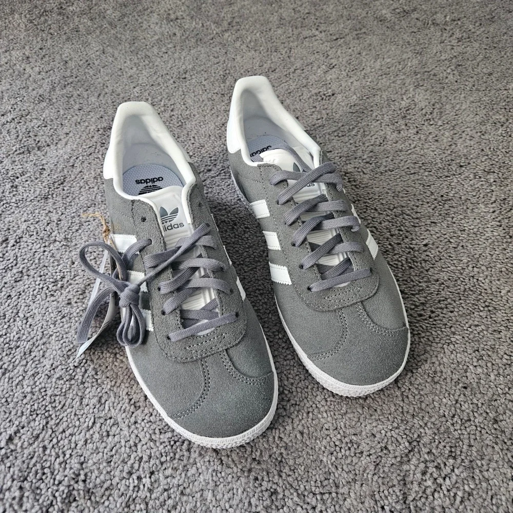 Adidas Gazelle‎ Sneakers Kids 4.5 Suede Low Top Trainers Gray White